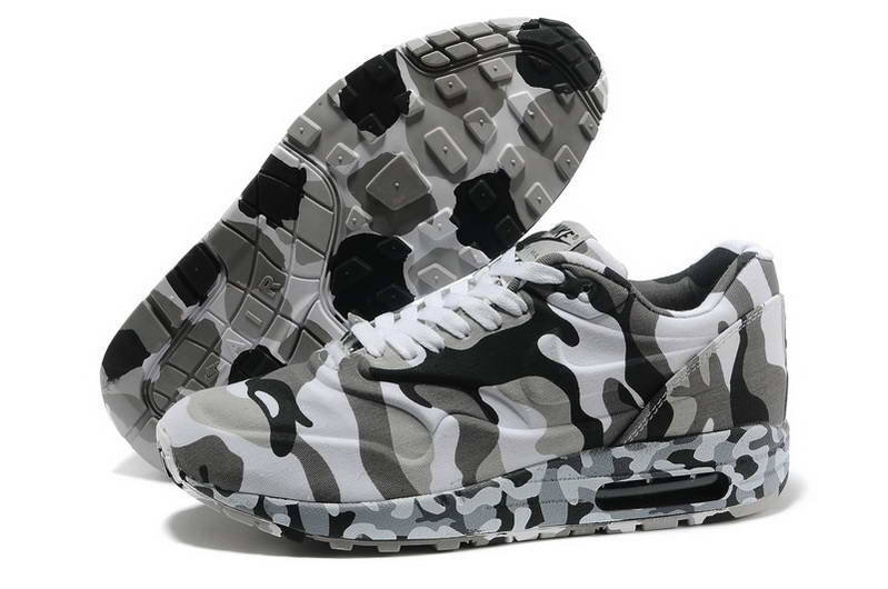 Air Max 87 Chaussures Hommes Jungle Camouflage Numerique Noir Gris Clair